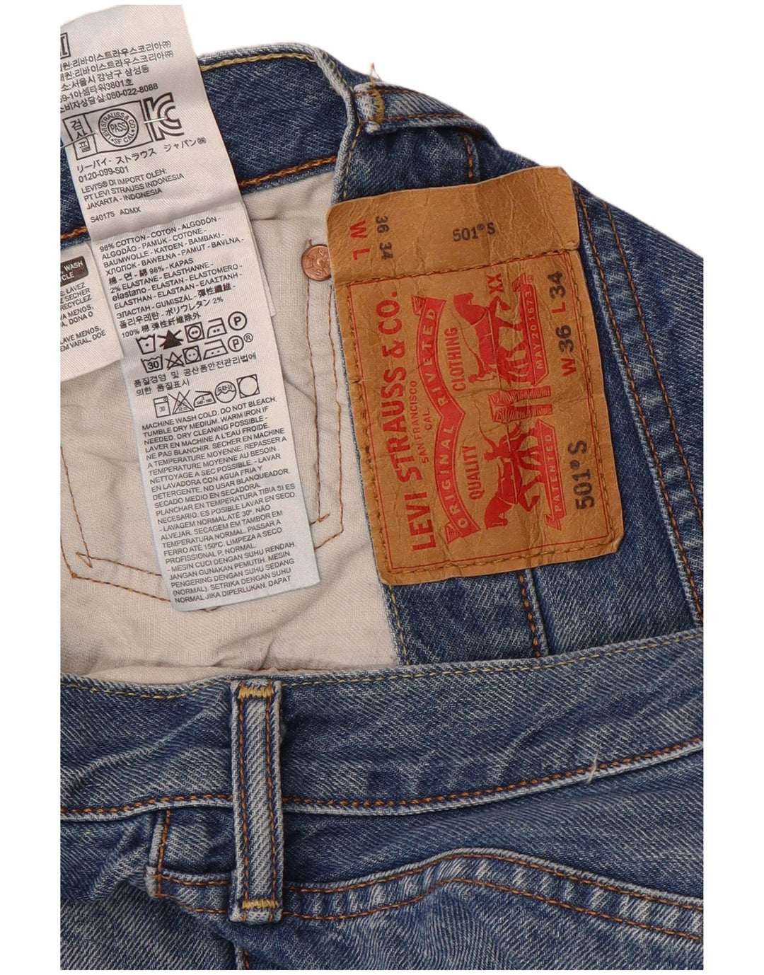 Levi's Jean Droit 501 Homme Bleu W36 L34 Coton
