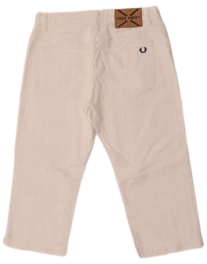 Fred Perry Jean Capri droit taille moyenne pour femme IT 42 Medium W27 L18 Blanc