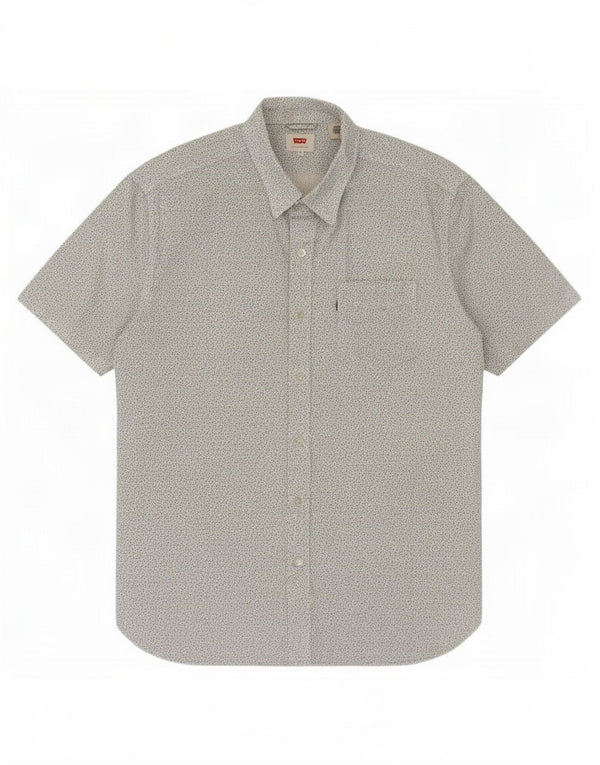 Levi's Chemise à Manches Courtes Abstract Pattern Homme Blanc Coton