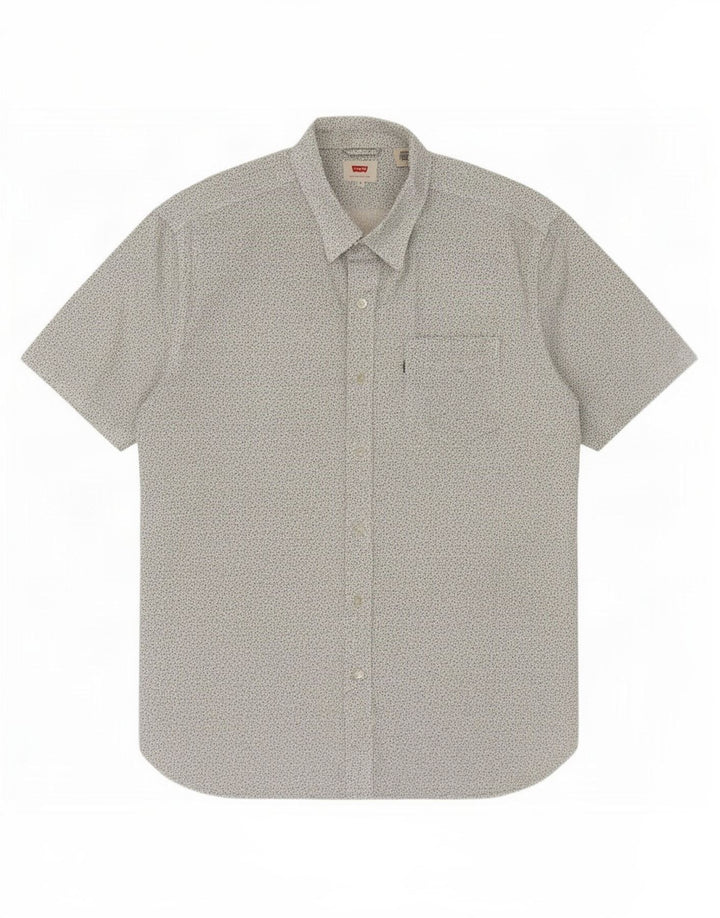 Levi's Chemise à Manches Courtes Abstract Pattern Homme Blanc Coton