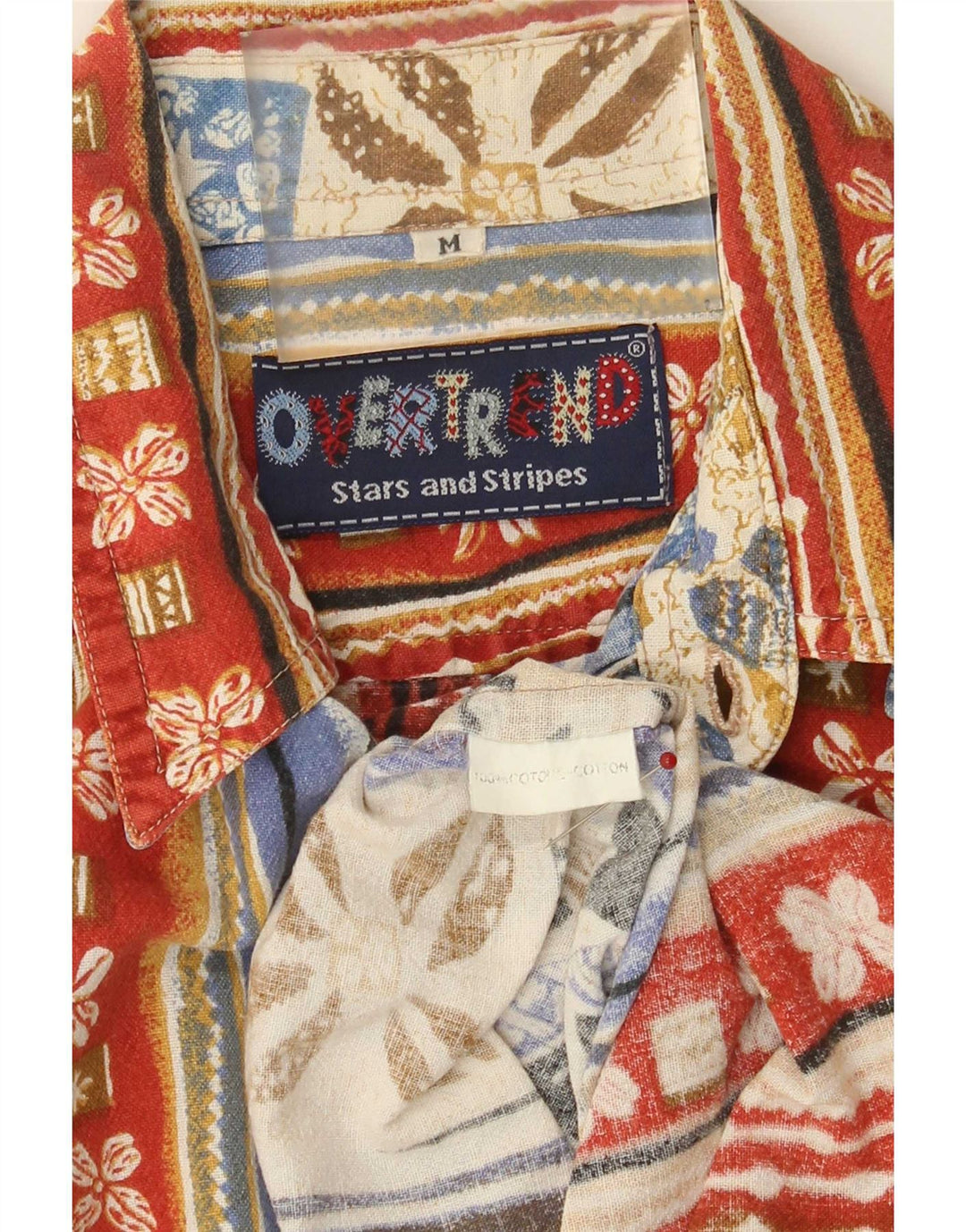 vintage Chemise à manches courtes pour hommes Moyen Multicolore Patchwork Coton