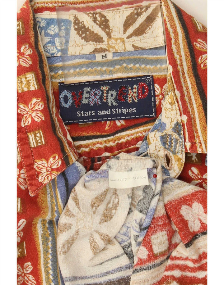 vintage Chemise à manches courtes pour hommes Moyen Multicolore Patchwork Coton