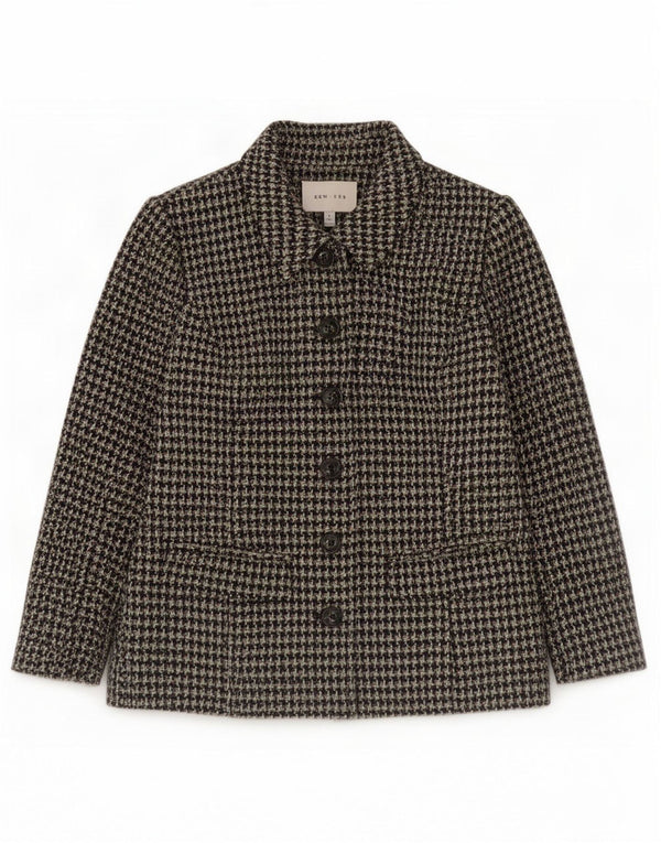 Kew Veste blazer à 6 boutons à manches 3/4 pour femme UK 14 Vert moyen pied-de-poule