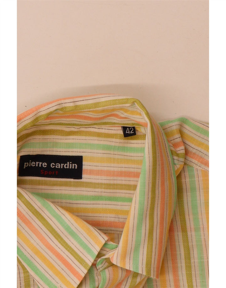 Pierre Cardin Chemise à manches courtes pour homme Taille 42 Large Rayé multicolore