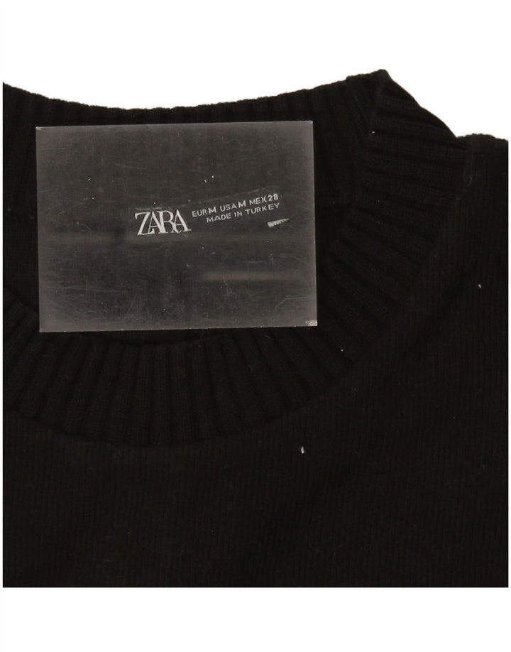 Zara Pull à col rond pour femme UK 14 Noir moyen