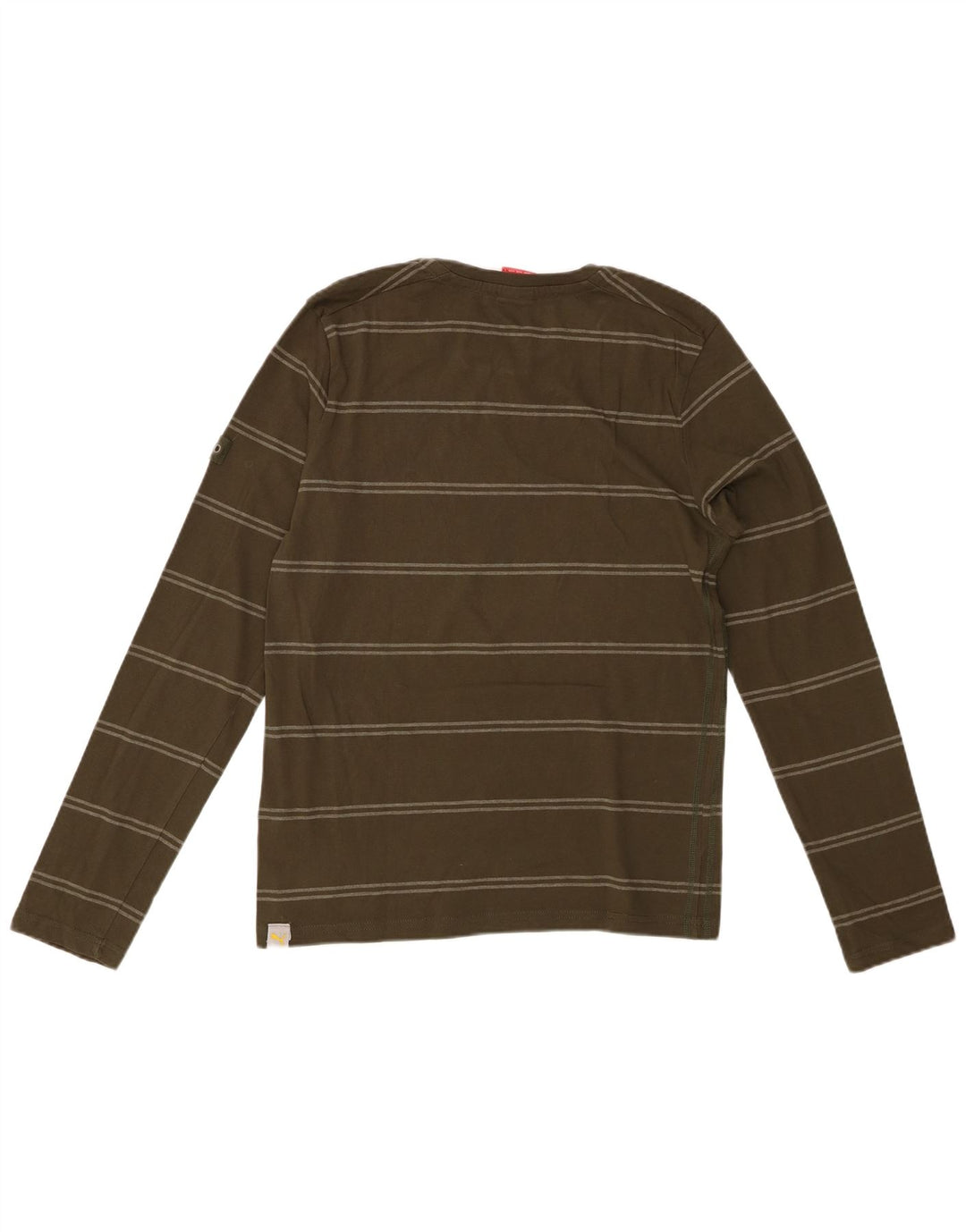 PUMA Haut à manches longues pour homme en coton rayé kaki