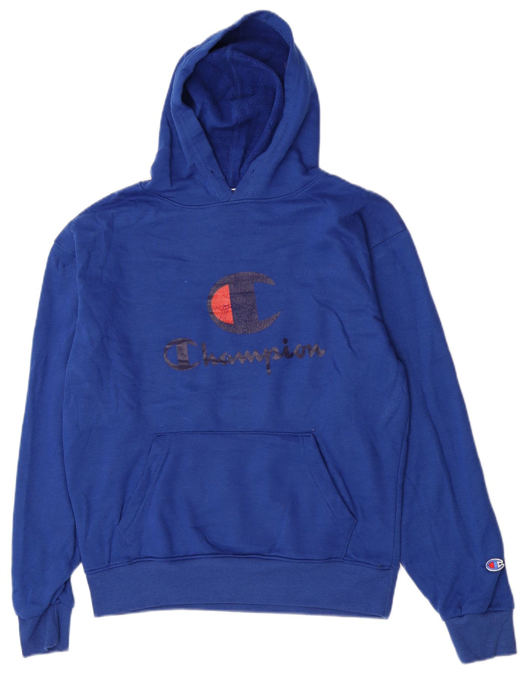 Champion Pull à Capuche Graphique Homme Bleu Moyen Polyester