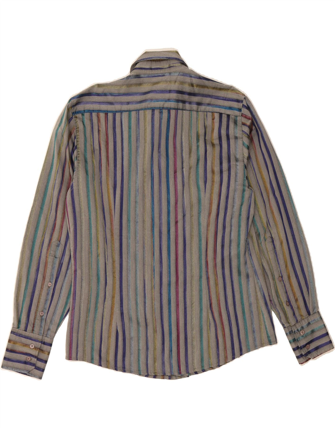 ALTATENSIONE Mens Shirt XL Grey Striped Polyester Vintage Altatensione and Second-Hand Altatensione from Messina Hembry 