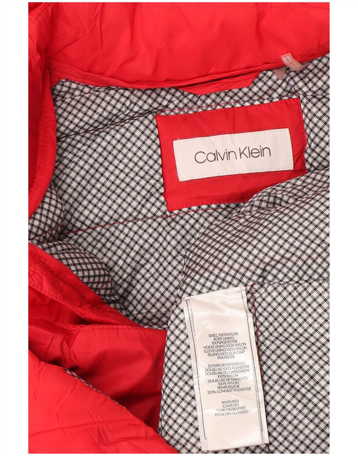 Calvin Klein Veste matelassée à capuche pour femme UK 16 Large Rouge Nylon
