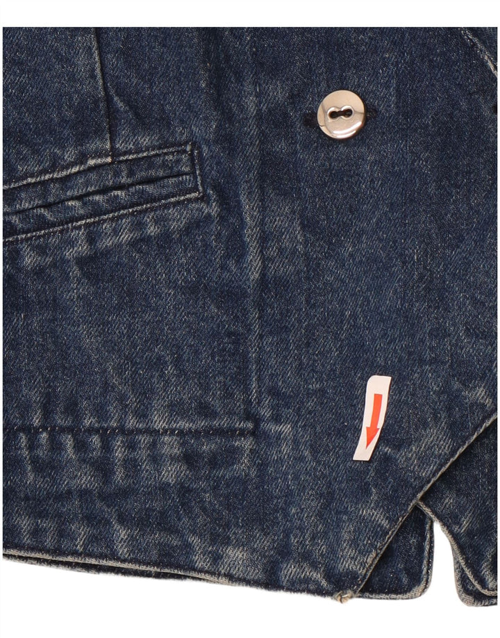 vintage Femme Double Breasted Denim Blazer Veste UK 14 Coton Bleu Moyen