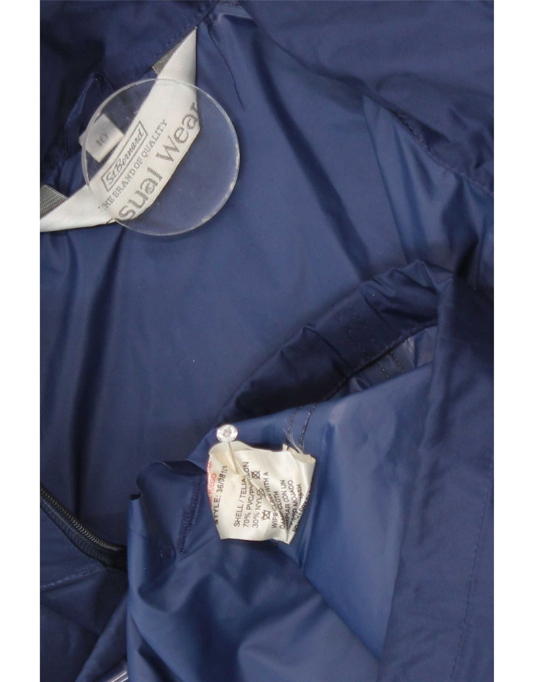 St. Bernard Veste de pluie surdimensionnée à capuche pour femme UK 10 Small Bleu marine PVC