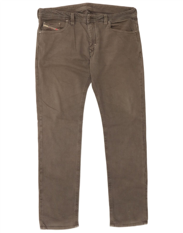 Diesel Pantalon décontracté droit pour homme W38 L34 Gris Coton