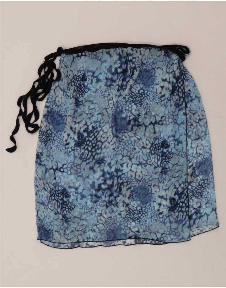 jupe portefeuille femme vintage W30 imprimé animal bleu moyen