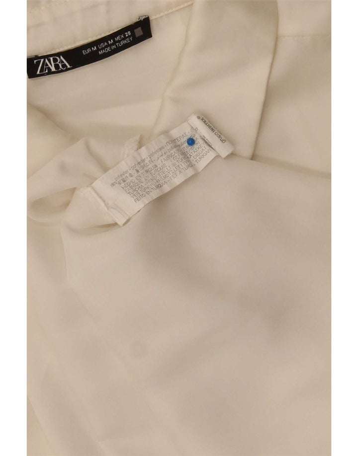 Zara Chemise surdimensionnée pour femme UK 14 Polyester blanc moyen