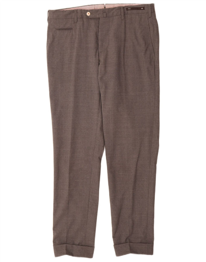 VINTAGE Pantalon de Costume Slim Homme IT 48 Moyen W32 L31 Laine Grise