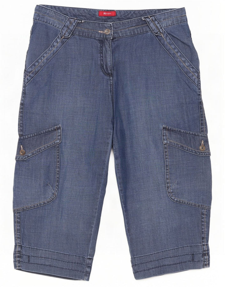 Monsoon Short cargo en jean pour femme UK 14 Medium W34 L20 Bleu Coton