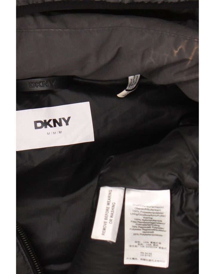 Dkny Manteau rembourré à capuche pour femme UK 44 Gris moyen Polyester