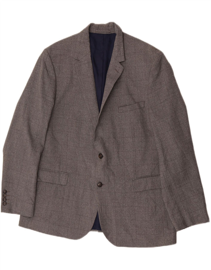 Marks & Spencer Veste blazer à 2 boutons pour homme UK 46 XL Gris à carreaux Polyester