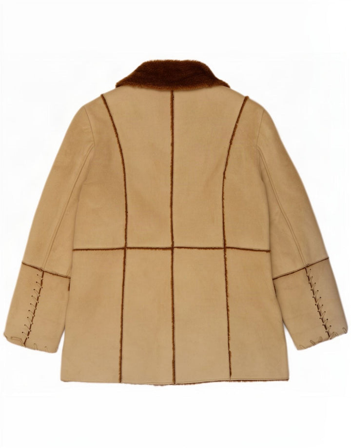Veste Sherpa Femme Vintage EU 46 XL Beige Polyester