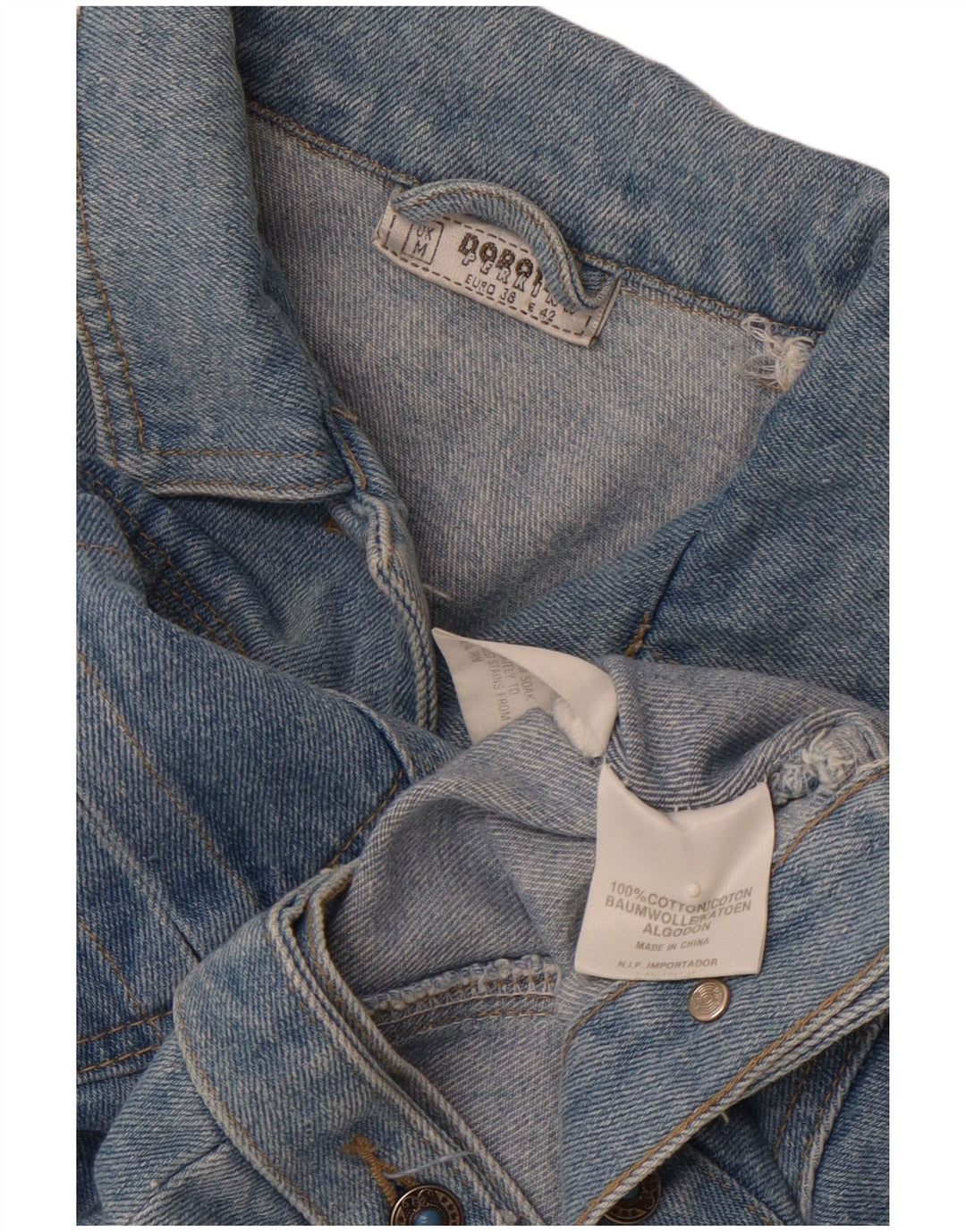 DOROTHY PERKINS Veste en jean crop pour femme UK 14 Coton bleu moyen