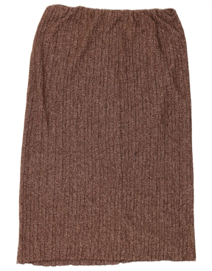 Zara Femme Jupe Droite En Tricot Large W30 Marron Moucheté Polyester