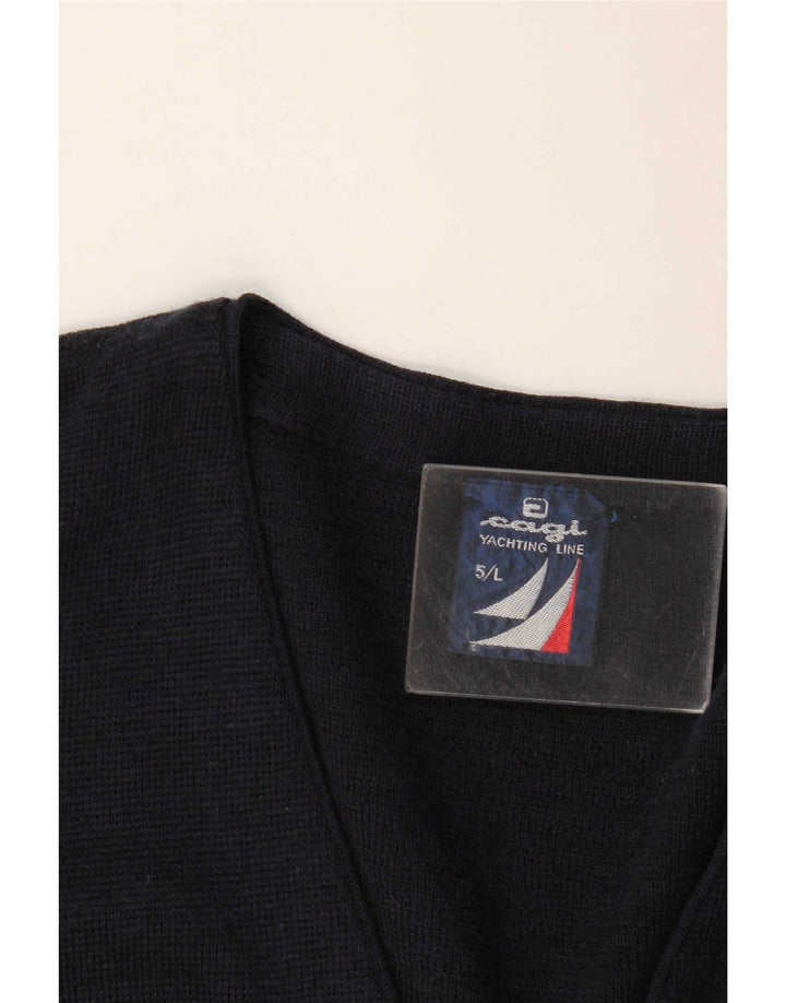 Cagi Cardigan ample en laine bleu marine pour homme