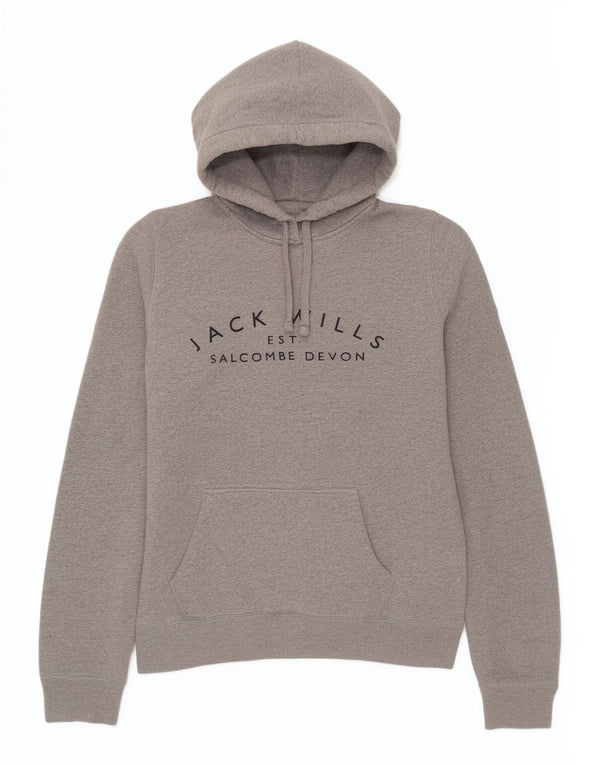 Jack Wills Pull à capuche graphique pour femme UK 10 Petit coton moucheté gris