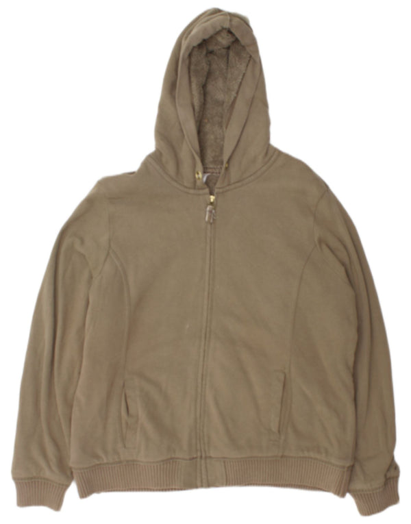 Marks & Spencer Pull à capuche zippé pour femme UK 20 2XL Coton kaki