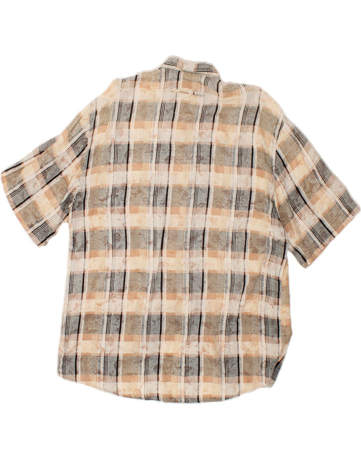 BENETTI Mens Short Sleeve Shirt Size 39 Medium Beige Check Vintage Benetti and Second-Hand Benetti from Messina Hembry 