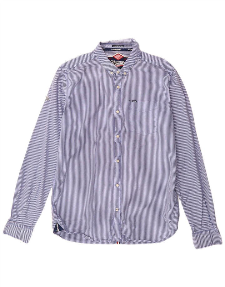 Superdry Chemise Homme XL Bleu Pinstripe Cotton