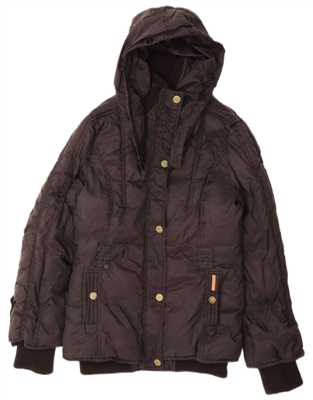KHUJO Veste matelassée à capuche pour femme UK 16 Large Noir Nylon