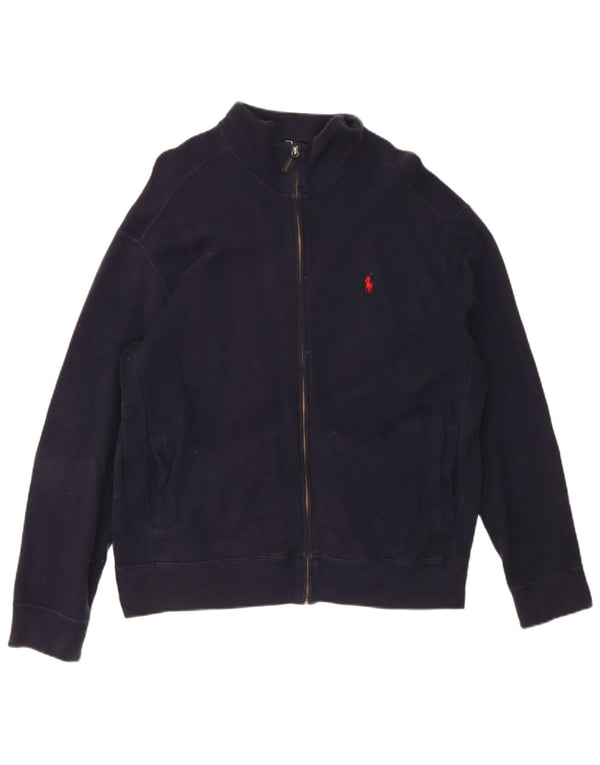 POLO RALPH LAUREN Cardigan Homme Pull Large Bleu Marine Coton