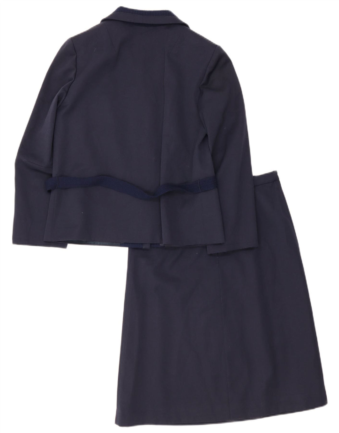 vintage Femmes 2 Bouton Pièce Jupe Ensemble UK 12 Moyen W26 Bleu Marine