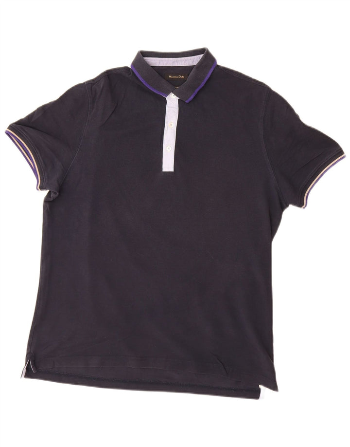 MASSIMO DUTTI Polo Homme XL Bleu Marine Coton
