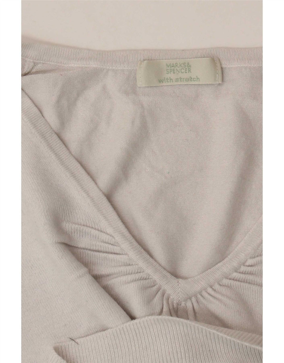 Marks & Spencer Pull à manches 3/4 et col en V pour femme UK 14 Blanc moyen