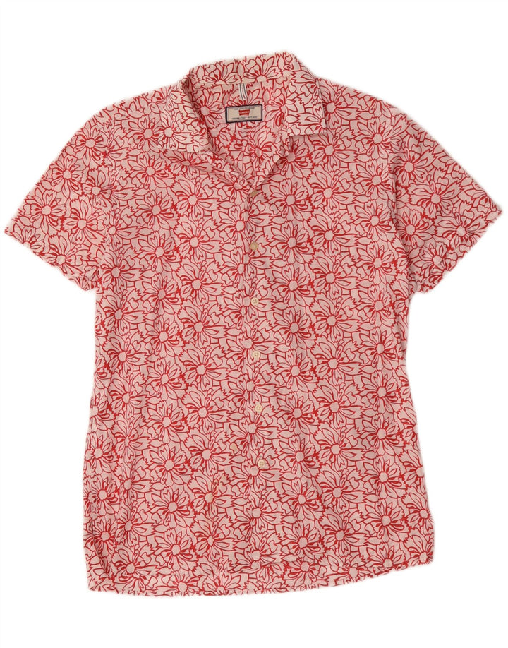 Carrera Chemise à Manches Courtes Homme Blanc Moyen Floral