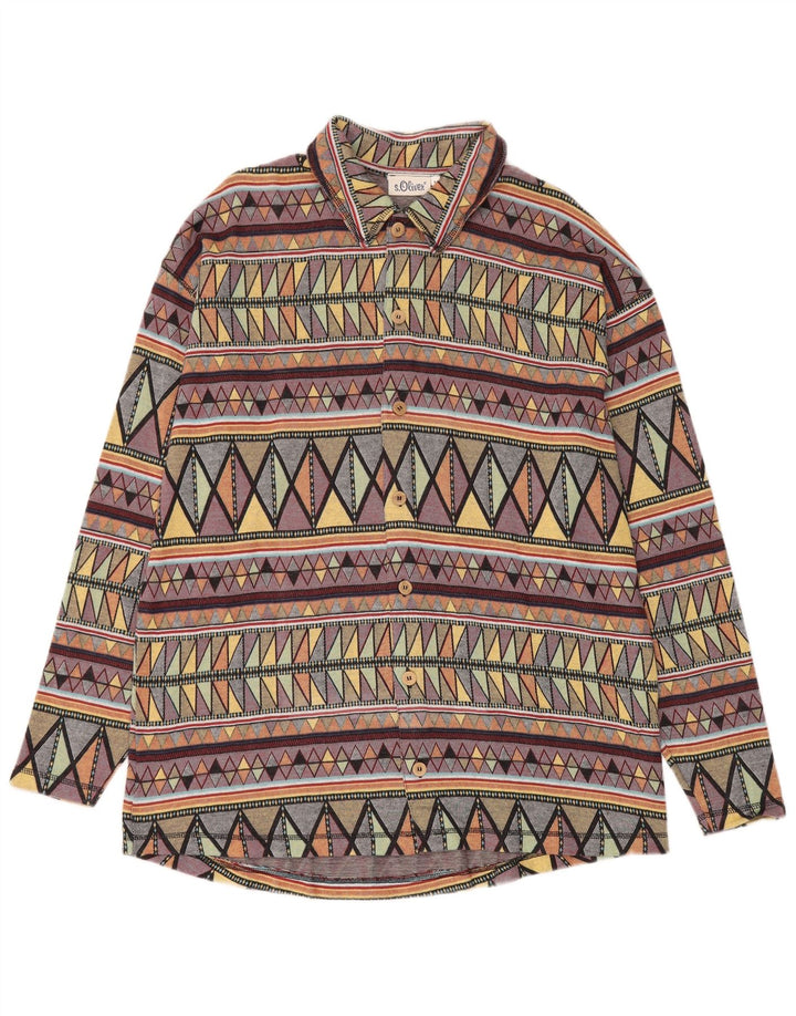 S.Oliver Chemise en flanelle pour homme en coton géométrique multicolore moyen