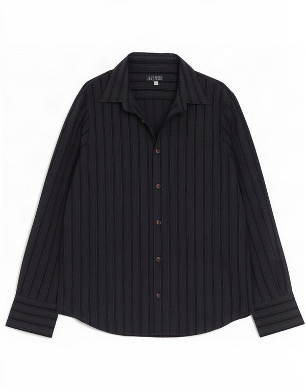 Armani Jeans Chemise Homme XL Coton à fines rayures bleu marine