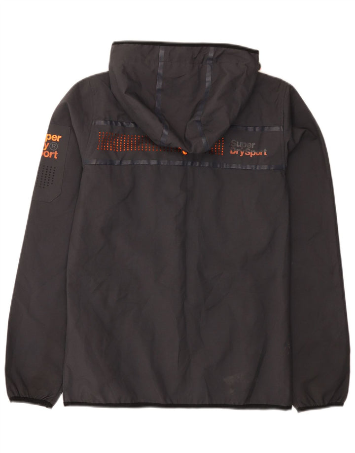 Superdry Veste de pluie à capuche graphique pour hommes UK 34 XS Gris Polyester