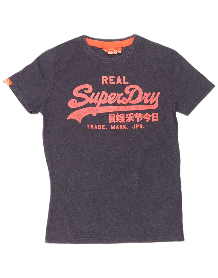 Superdry Homme T-Shirt Graphique Top Petit Bleu Marine Coton