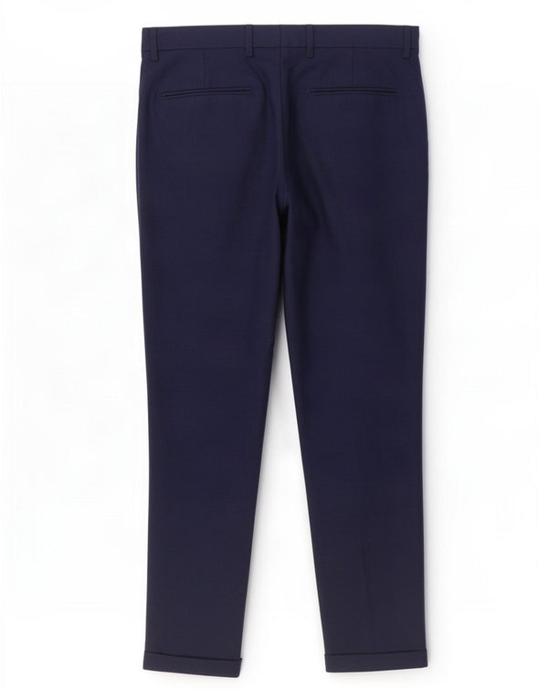 Zara Pantalon Chino Droit Homme EU 40 Medium W31 L27 Bleu Marine Polyester