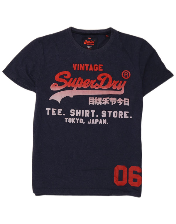 Superdry Homme Graphic T-Shirt Top XL Bleu Marine Coton