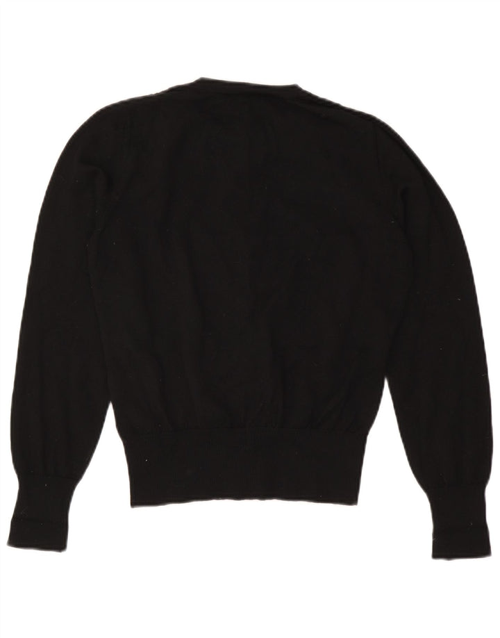 Luisa Spagnoli Pull Cardigan Femme UK 14 Laine Géométrique Noir Moyen