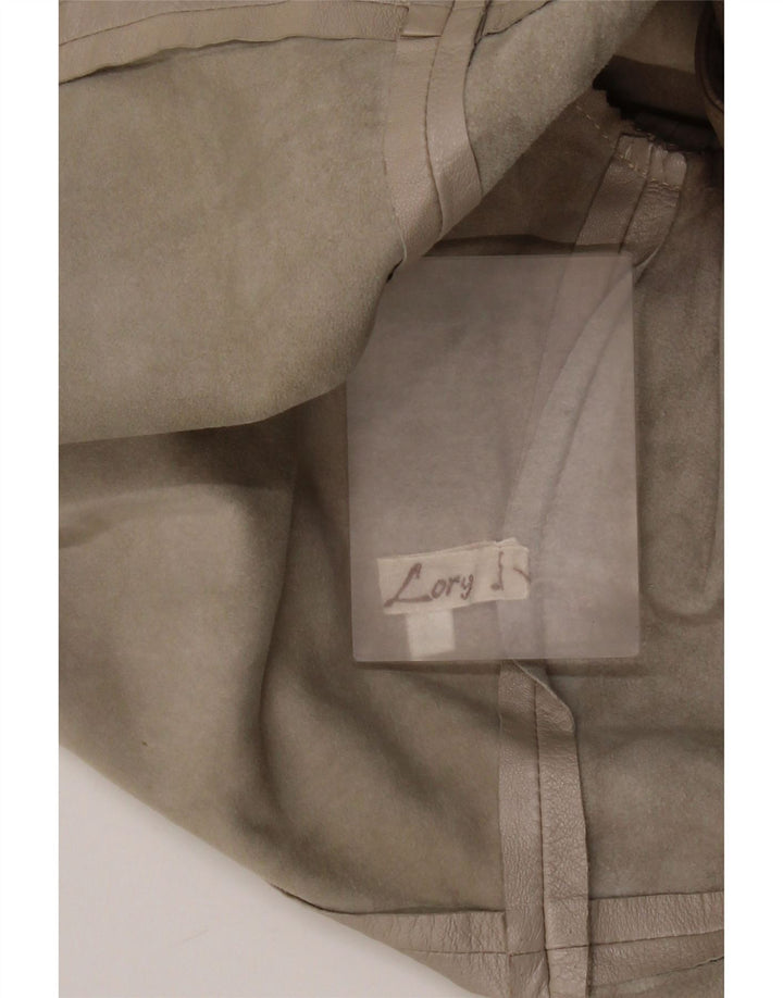 veste en cuir femme vintage IT 44 Cuir colorblock gris moyen