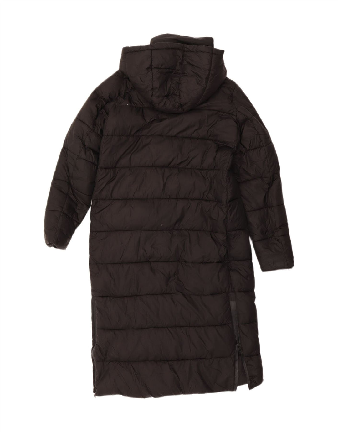 ZARA Manteau matelassé à capuche surdimensionné pour femme UK 10 Small Noir Polyester