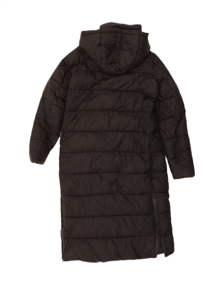 ZARA Manteau matelassé à capuche surdimensionné pour femme UK 10 Small Noir Polyester