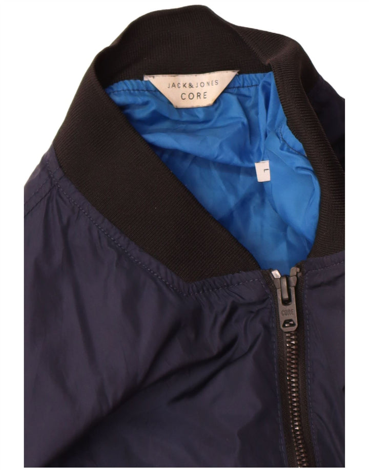 Jack & Jones Veste Bomber Homme UK 40 Large Bleu Marine Nylon