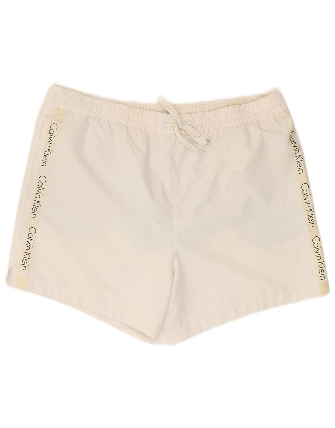 Calvin Klein Short de bain graphique pour hommes, grand, blanc, polyester