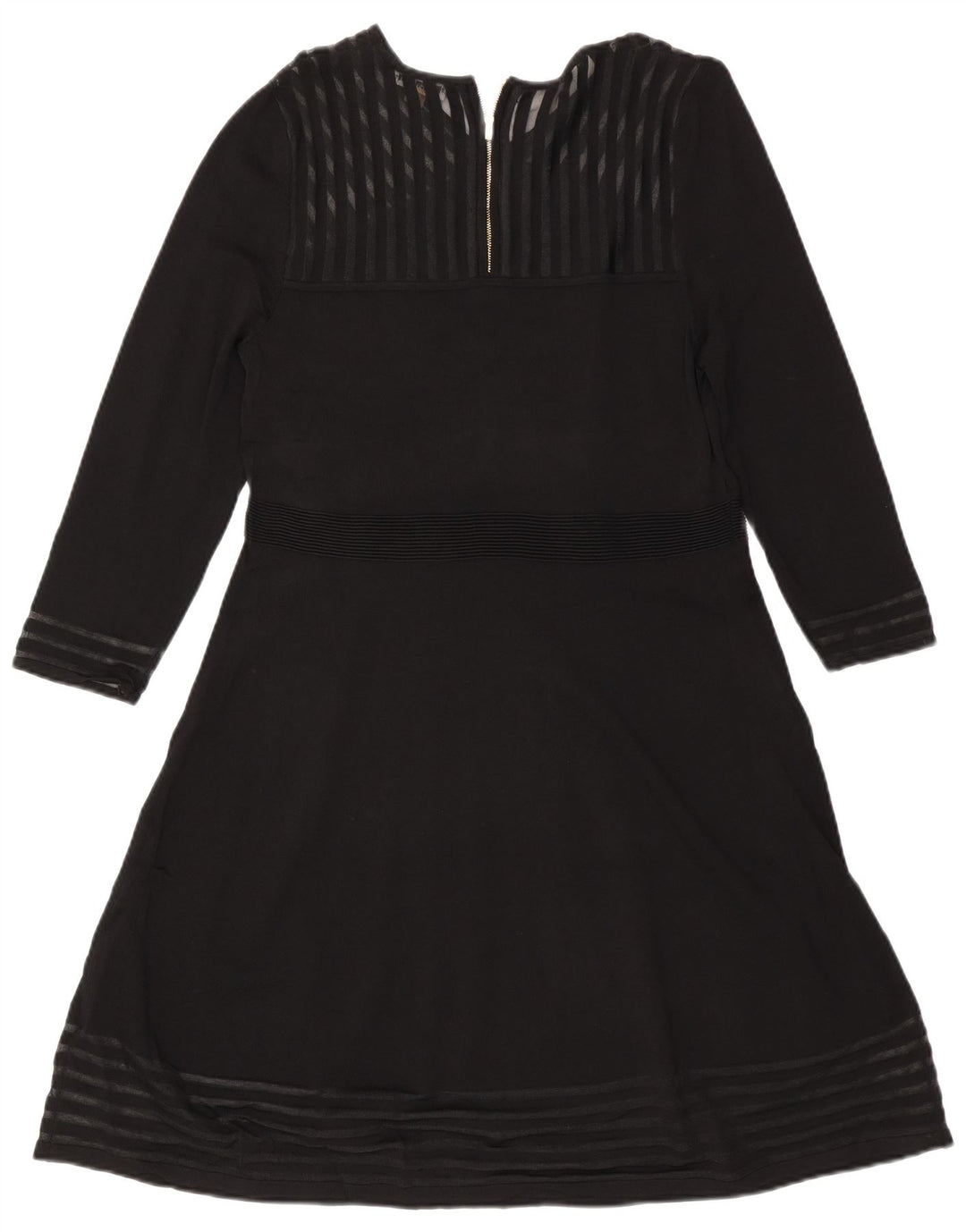 CALVIN KLEIN Robe trapèze à manches longues pour femme UK 18 XL Rayonne rayée noire