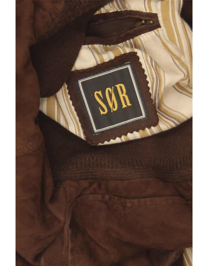 Veste bomber en daim homme vintage EU 52 XL Marron